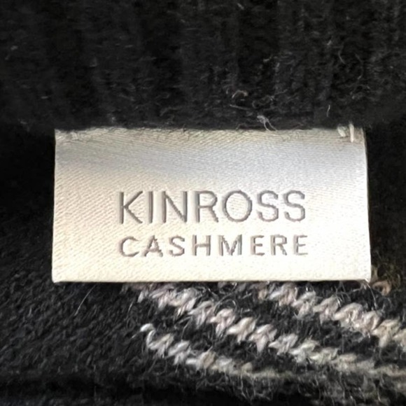 KINROSS LUXE 100% CASHMERE BLACK & SUEDE PLAID ZIP MOCK PONCHO OS ONE SIZE - Picture 13 of 14